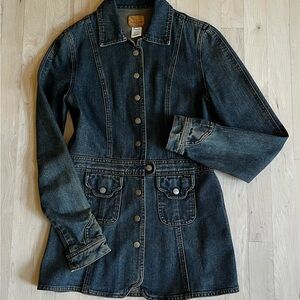 Jill Stewart jeans denim blazer jacket coat with great silver tone detailing sz1